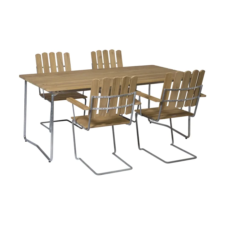 Grythyttan ruokailuryhmä tammi B31 170 cm + 4 kpl A2 - Grythyttan Stålmöbler