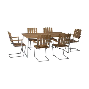 Grythyttan ruokailuryhmä tiikki B31 170cm + 6kpl A2 - Grythyttan Stålmöbler