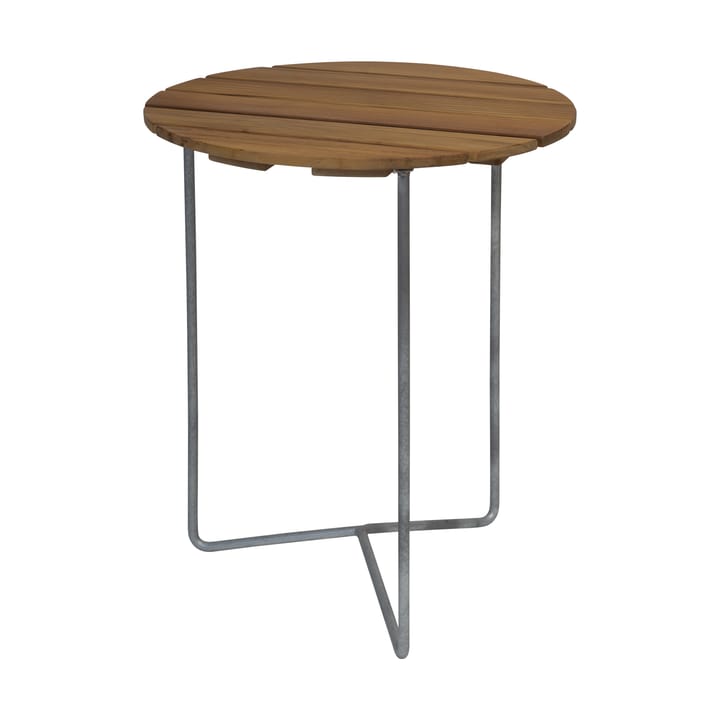 Table 6B pöytä Ø60 cm - Käsittelemätön tiikki - galvanoidut jalat - Grythyttan Stålmöbler