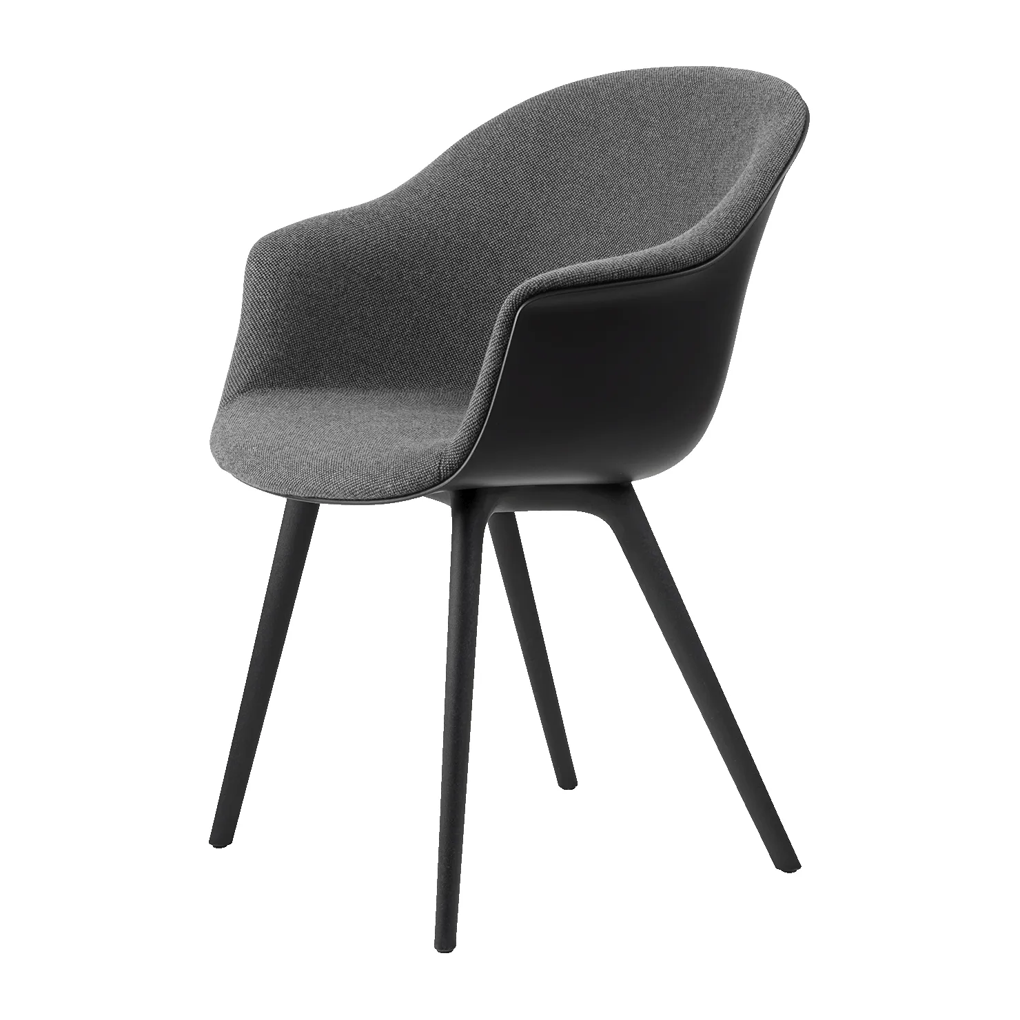 Bat Dining Chair front upholstered plastic base, Hallingdal 65 nro 173-black GUBI
