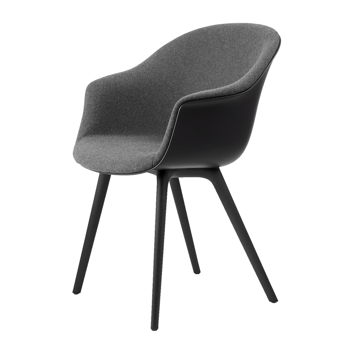 Gubi Bat Dining Chair front upholstered plastic base Hallingdal 65 nro 173-black