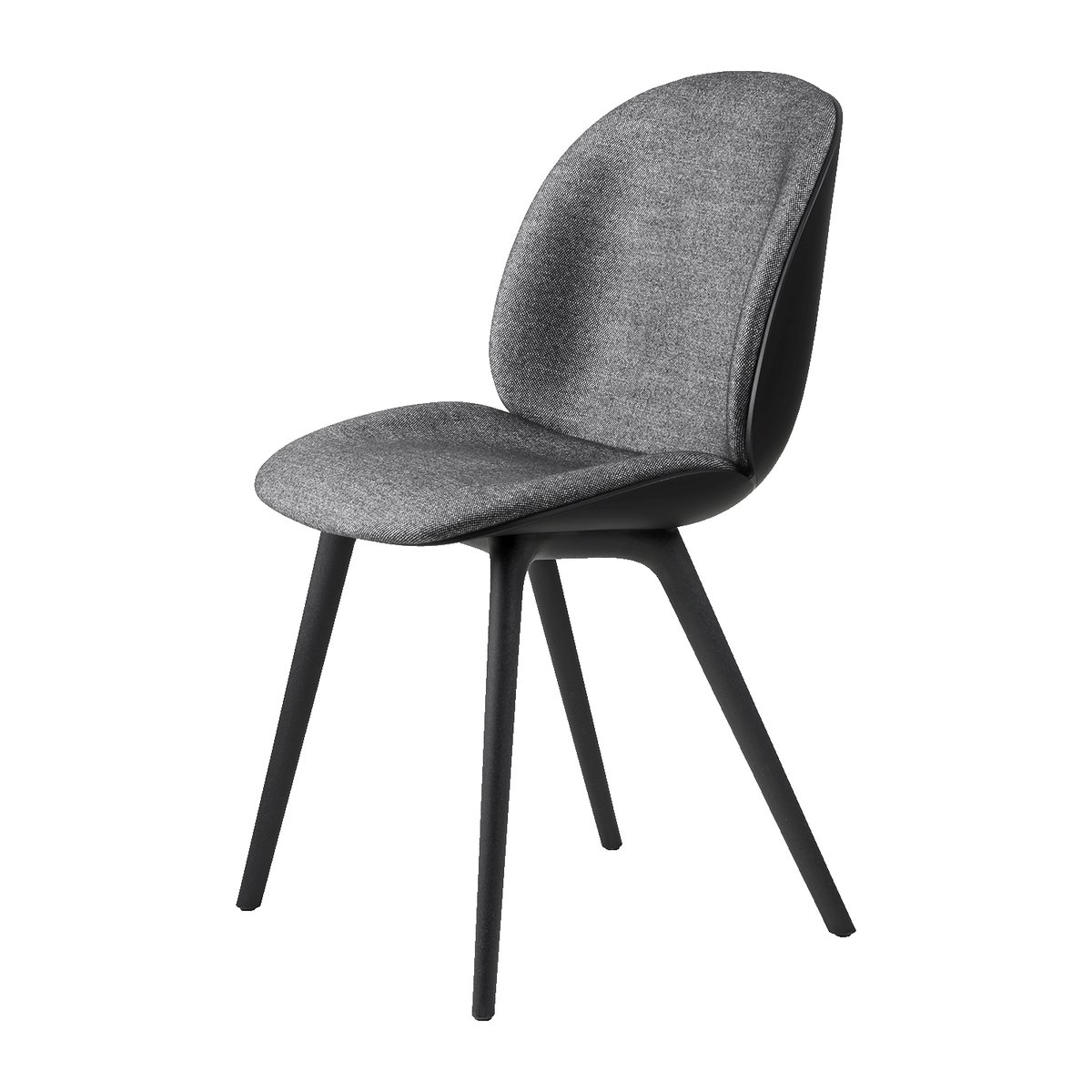 Gubi Beetle dining chair front upholstered plastic base Plain 0023-black