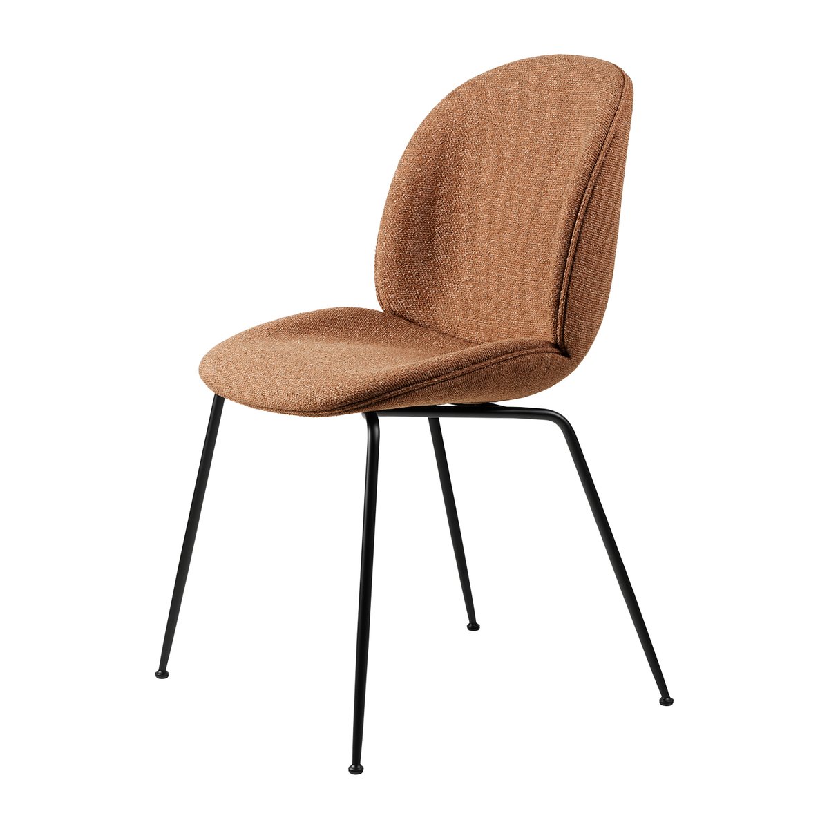 Gubi Beetle dining chair fully upholstered conic base Around Bouclé 032-black