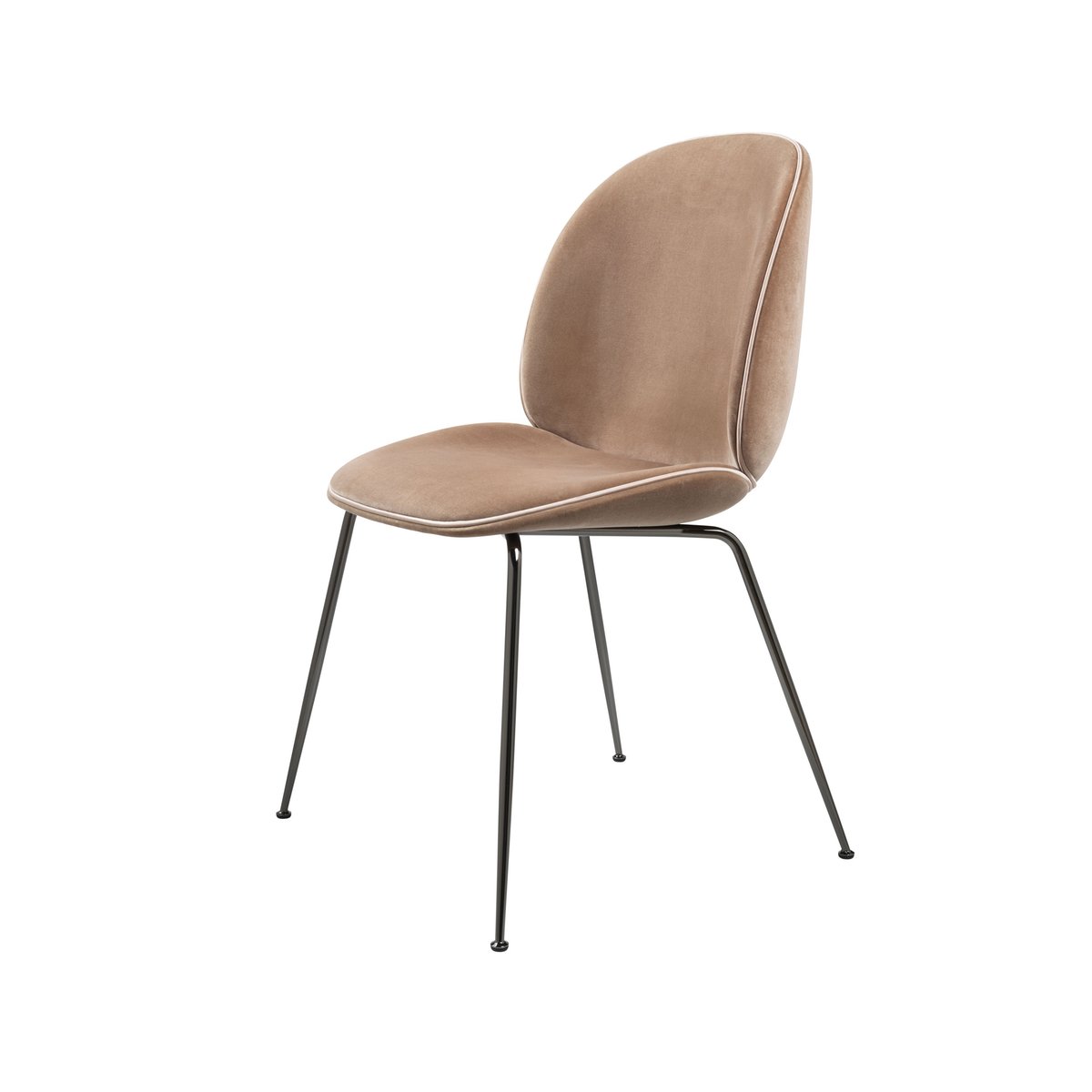 Gubi Beetle dining chair fully upholstered -tuoli Kangas gubivelvet 208 beige-vaaleanpunainen musta teräsrunko