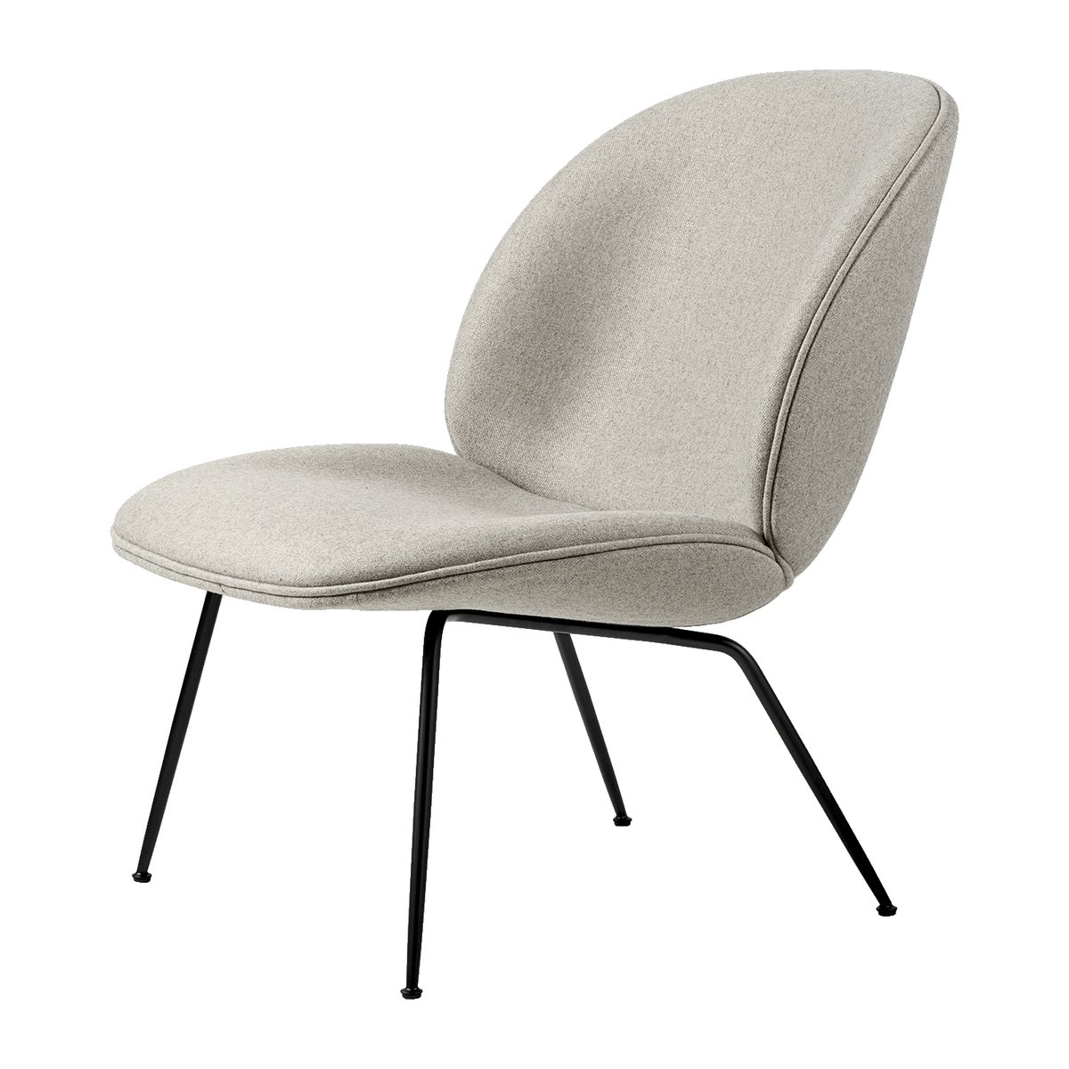 Gubi Beetle lounge chair fully upholstered conic base Plain 0025-black