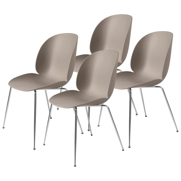 Beetle tuoli kromatut jalat, 4-pakkaus - New Beige - Gubi