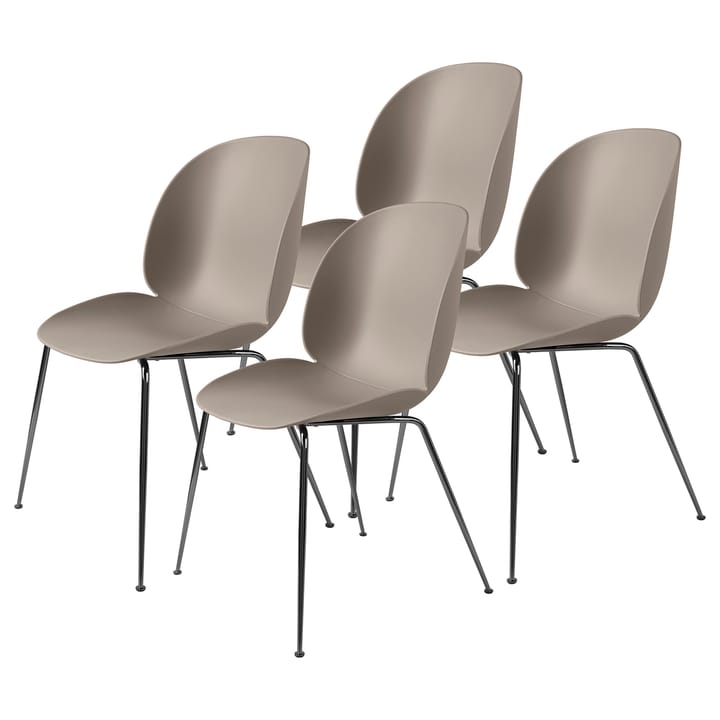 Beetle tuoli mustakromatut jalat, 4-pakkaus - New Beige - Gubi