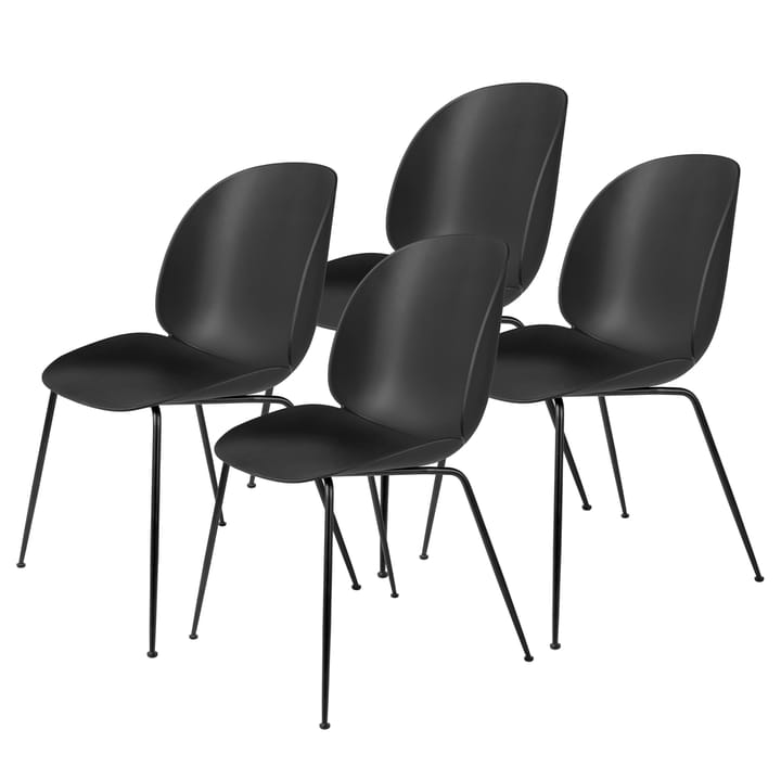 Beetle tuoli mustat jalat, 4-pakkaus - Black - Gubi