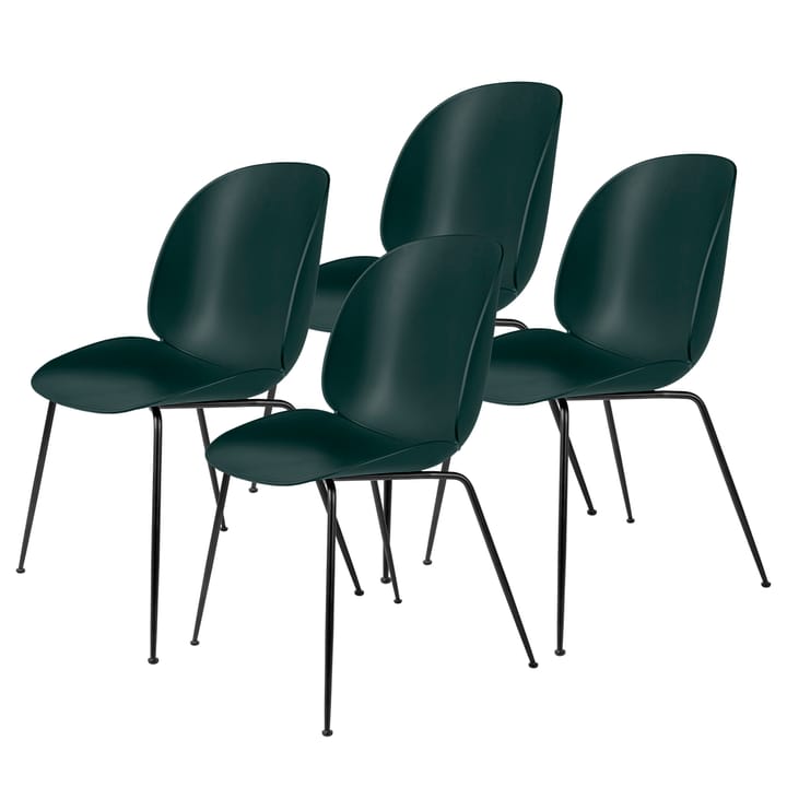 Beetle tuoli mustat jalat, 4-pakkaus - Dark Green - Gubi