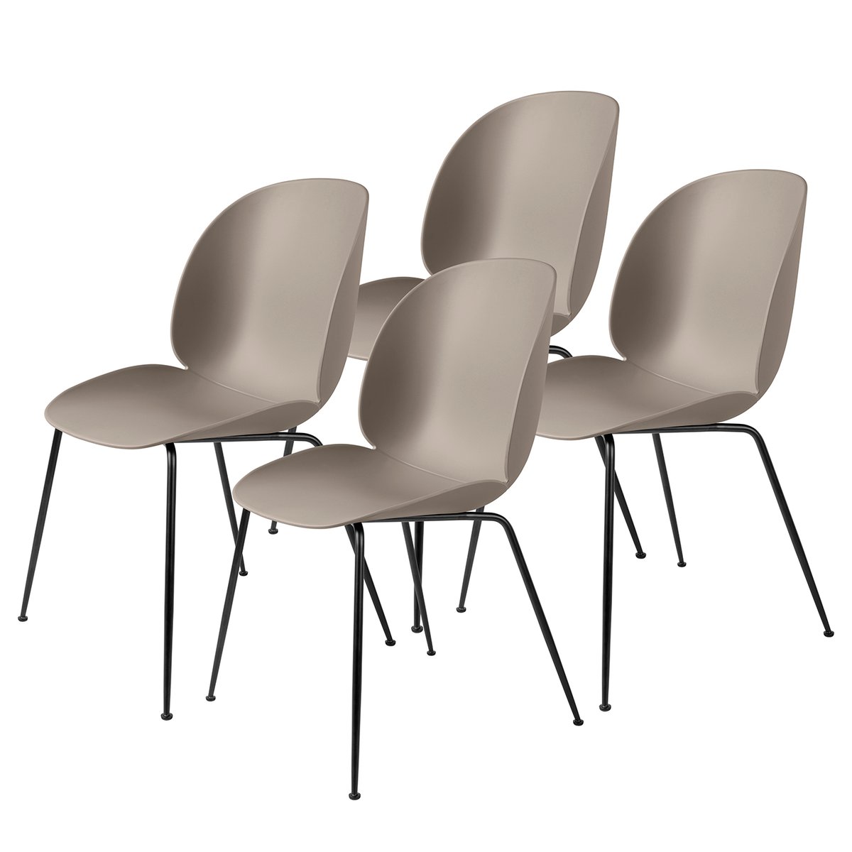 GUBI Beetle tuoli mustat jalat, 4-pakkaus New Beige