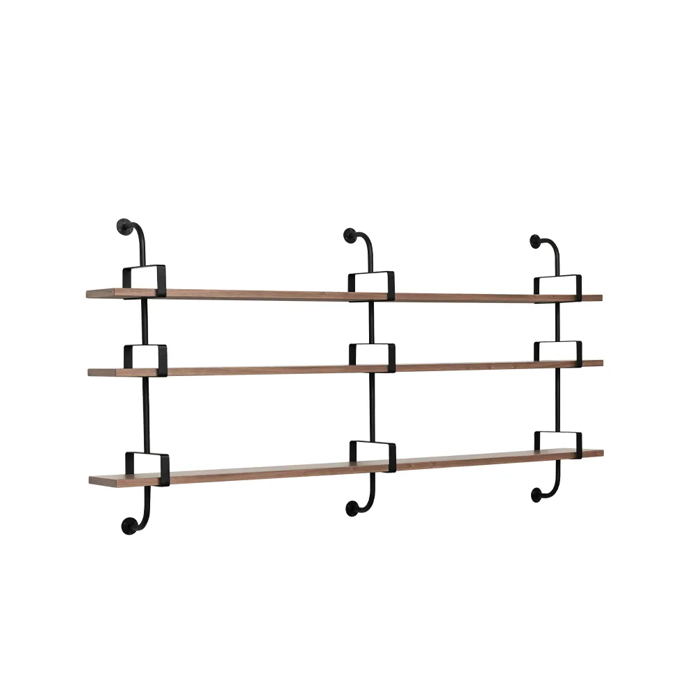 Demon seinähylly 3 tasoa, Walnut, 215 cm GUBI