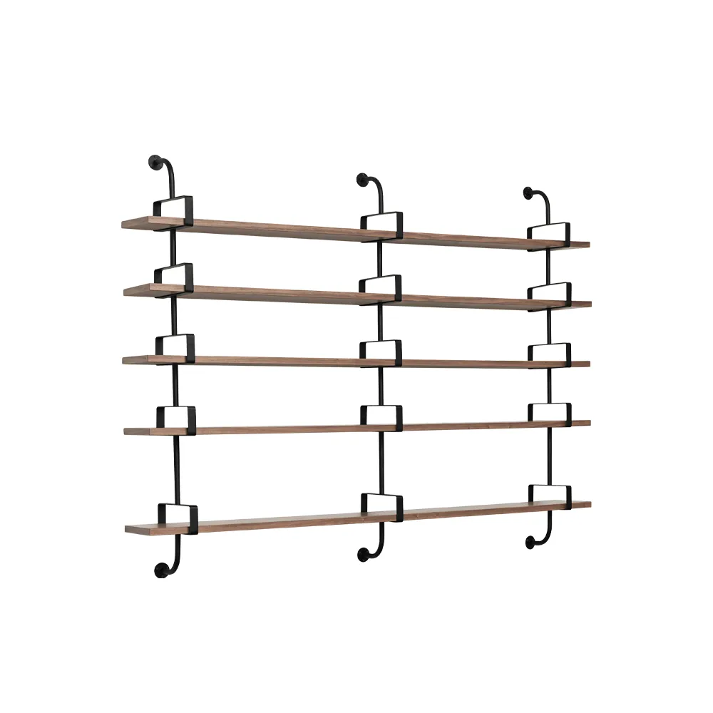 Demon seinähylly 5 tasoa, Walnut, 215 cm GUBI