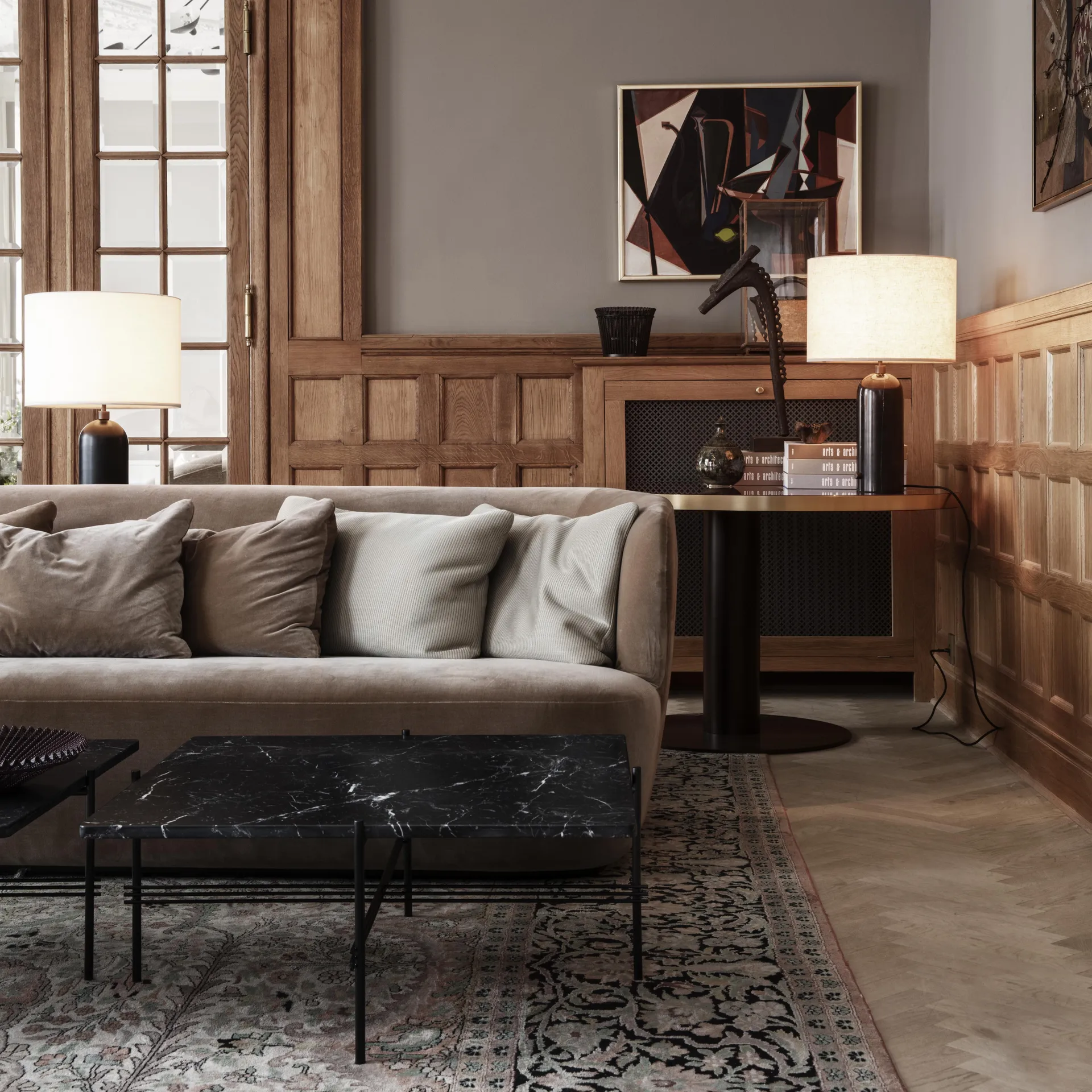 Gravity S pöytävalaisin, blackend steel + valkoinen varjostin GUBI