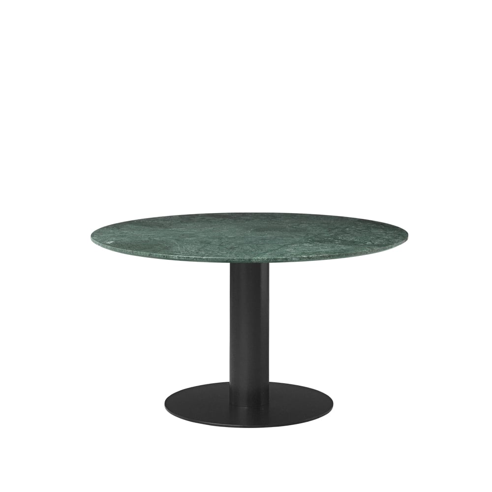 Gubi 2.0 -ruokapöytä Marble green, ø 130, musta runko