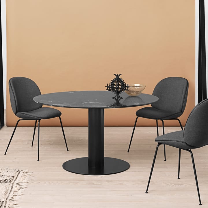 Gubi 2.0 -ruokapöytä, Marble white, ø 150, messinkirunko GUBI