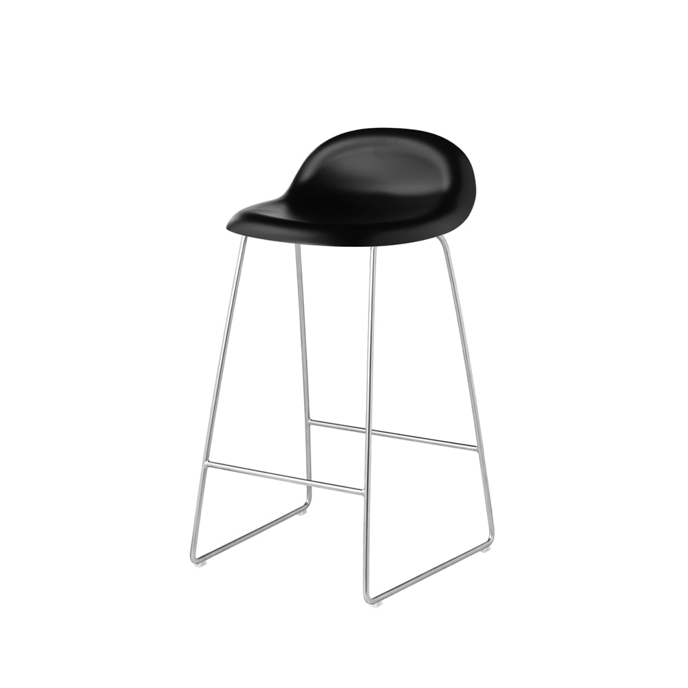 Gubi 3D -baarituoli matala Black, kromatut teräsjalat