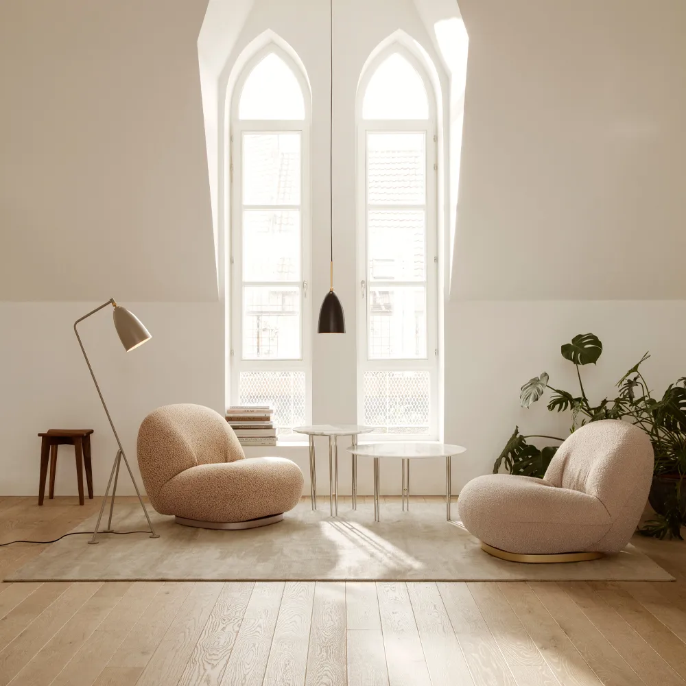 IOI sohvapöytä, Grey emperador marble, ø 70, musta runko GUBI