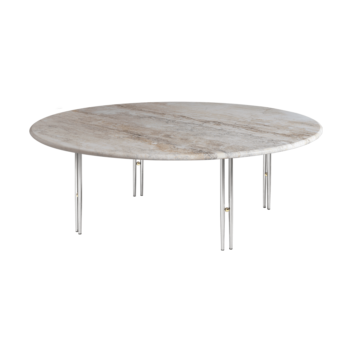 GUBI IOI sohvapöytä Rippled beige-kromijalusta 100 cm