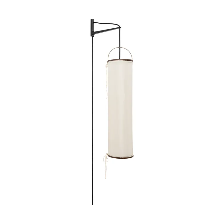 Silk Lantern seinälamppu - Natural white silk-semi matt musta - GUBI