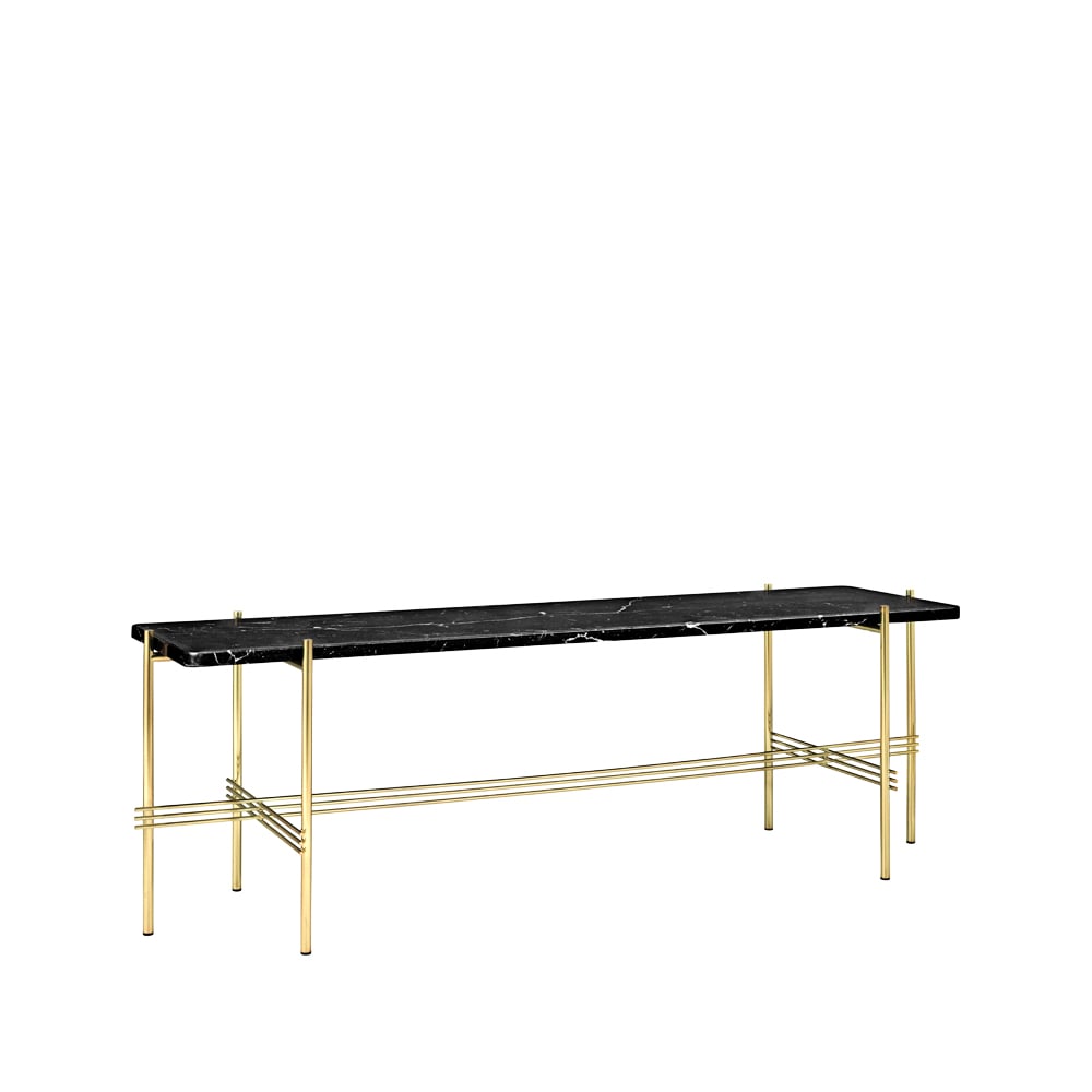GUBI TS Console 1 -konsolipöytä marmori musta, messinkijalusta