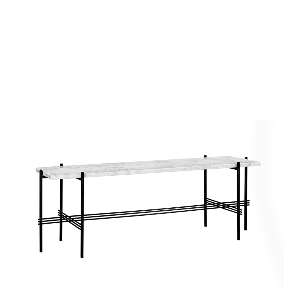 GUBI TS Console 1 -konsolipöytä Marmori valkoinen, mustaksi maalattu runko