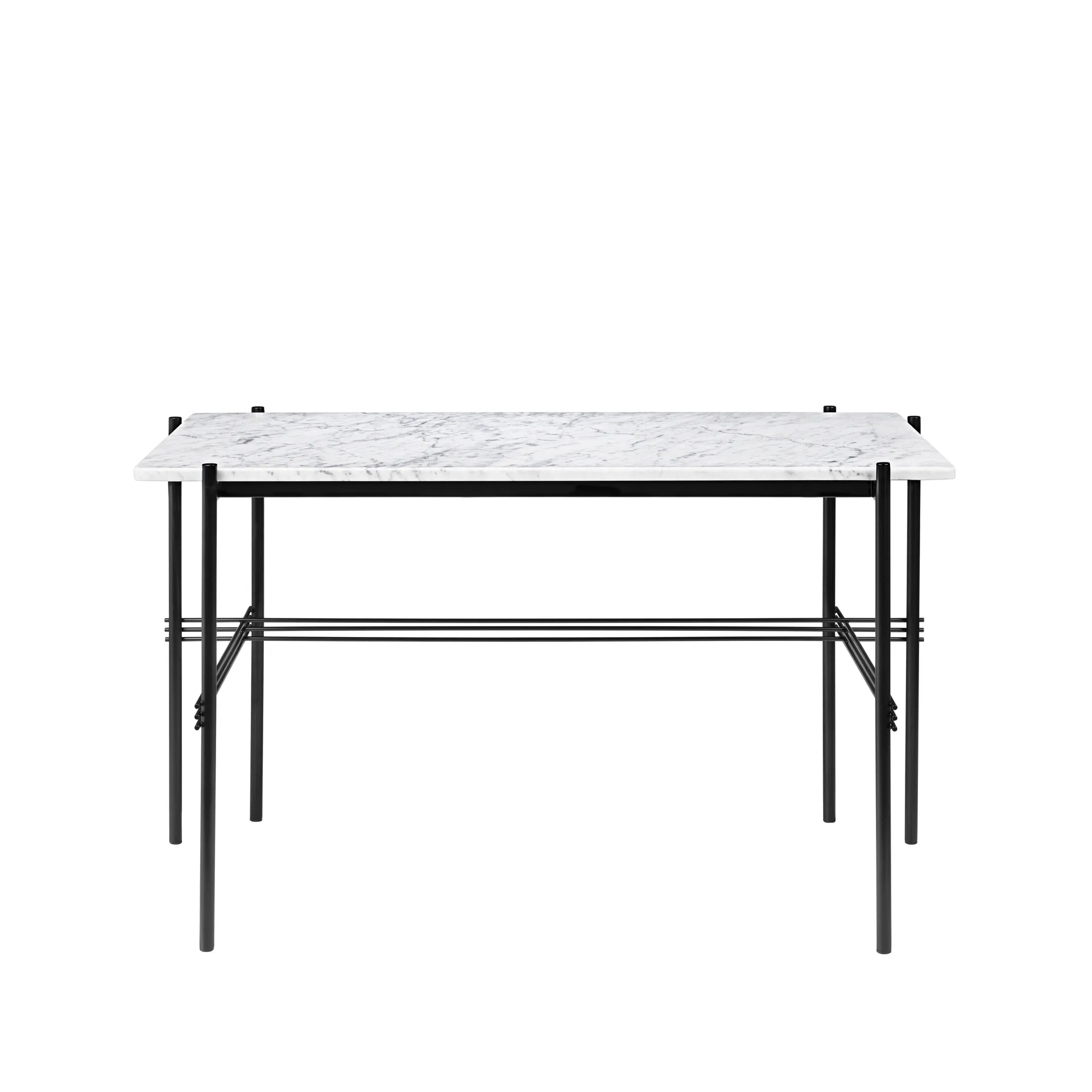 TS Desk -kirjoituspöytä, Marble white, mustaksi maalattu teräs GUBI