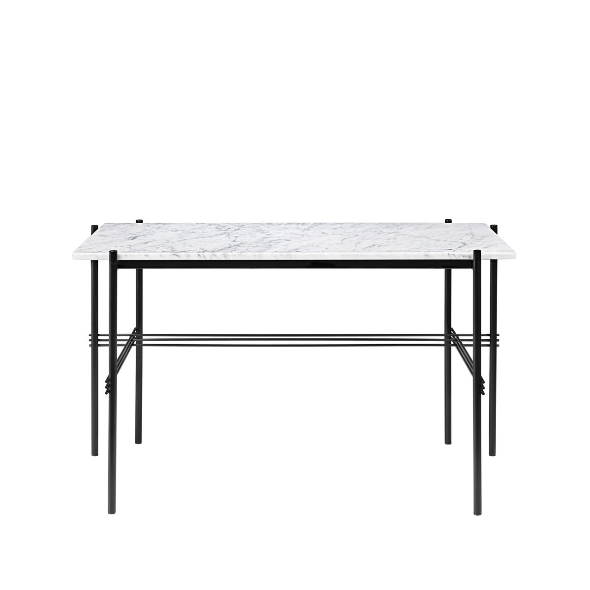 Gubi TS Desk -kirjoituspöytä Marble white mustaksi maalattu teräs