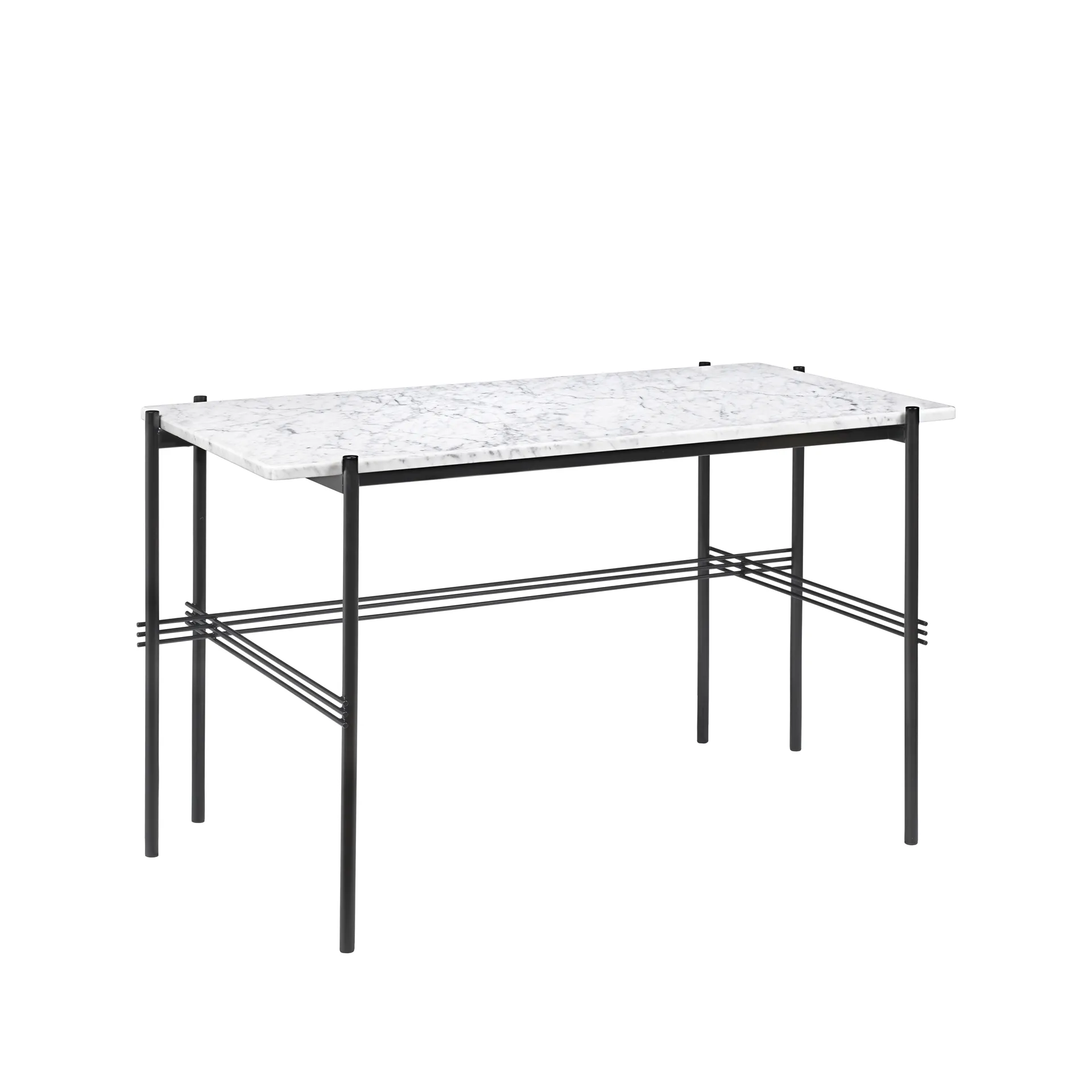 TS Desk -kirjoituspöytä, Marble white, mustaksi maalattu teräs GUBI