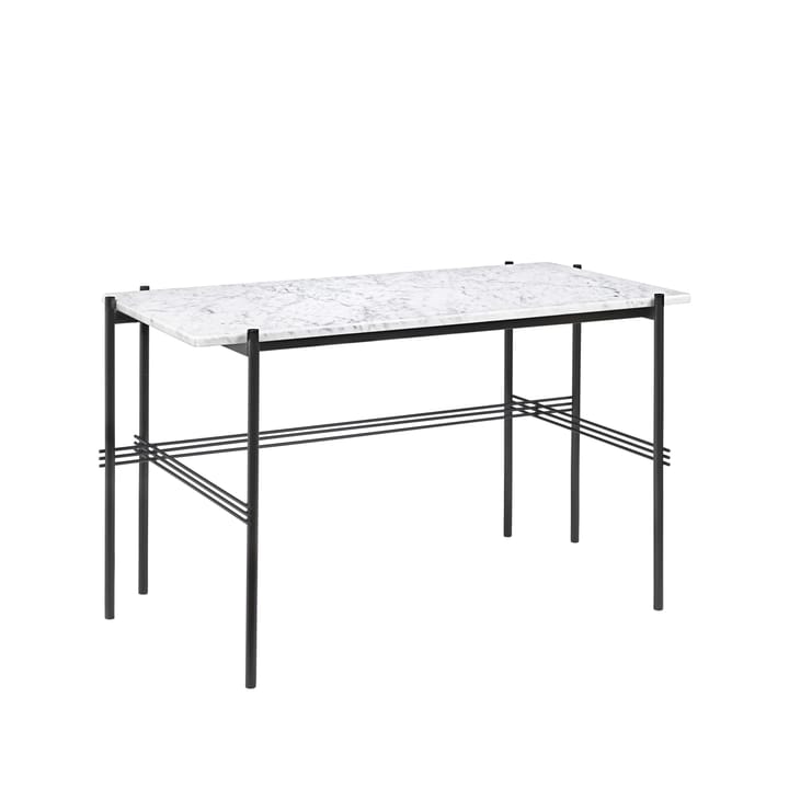 TS Desk -kirjoituspöytä - Marble white, mustaksi maalattu teräs - GUBI