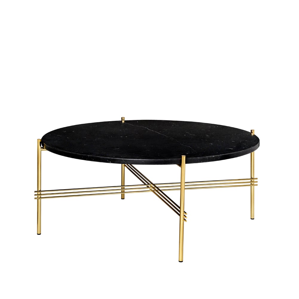 GUBI TS Round -sohvapöytä Black marquina marble, 80, messinkirunko