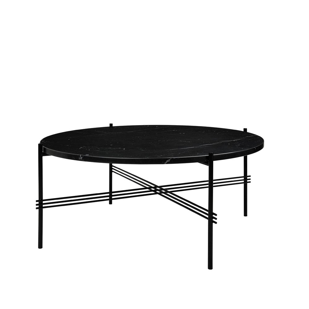 GUBI TS Round -sohvapöytä Black marquina marble, 80, musta runko