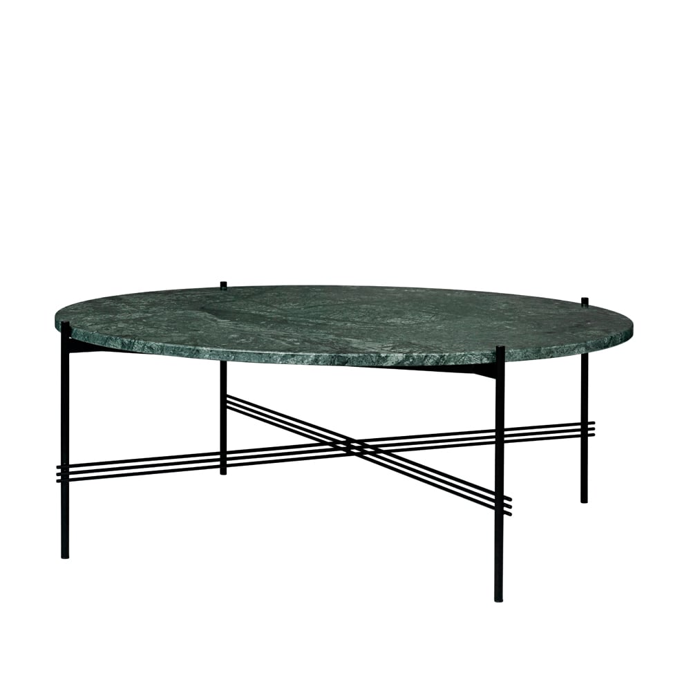 GUBI TS Round -sohvapöytä Green guatemala marble, 105, musta runko