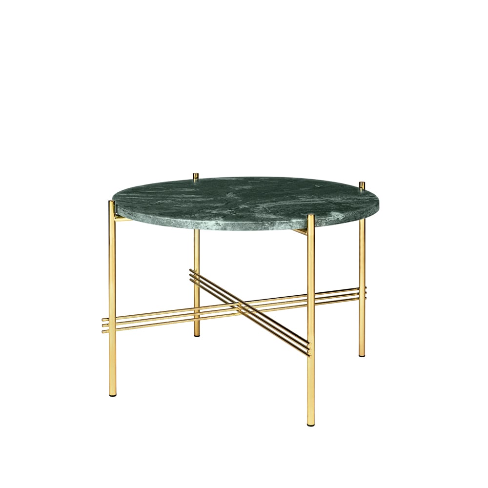 GUBI TS Round -sohvapöytä Green guatemala marble, 55, messinkirunko