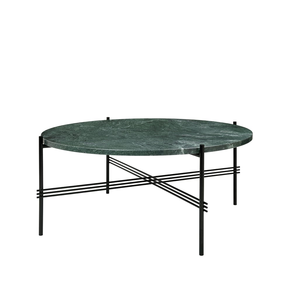 GUBI TS Round -sohvapöytä Green guatemala marble, 80, musta runko