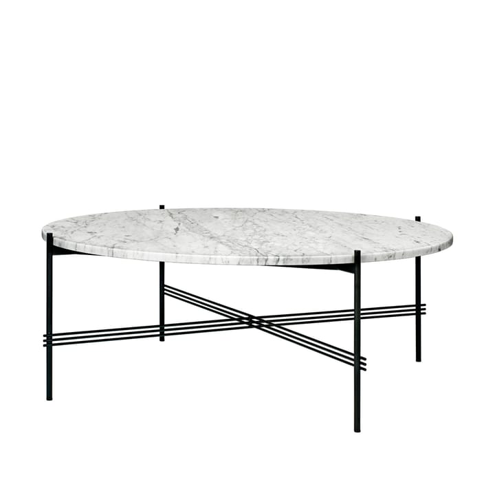 TS Round -sohvapöytä - White carrara marble, ø 105, musta runko - GUBI