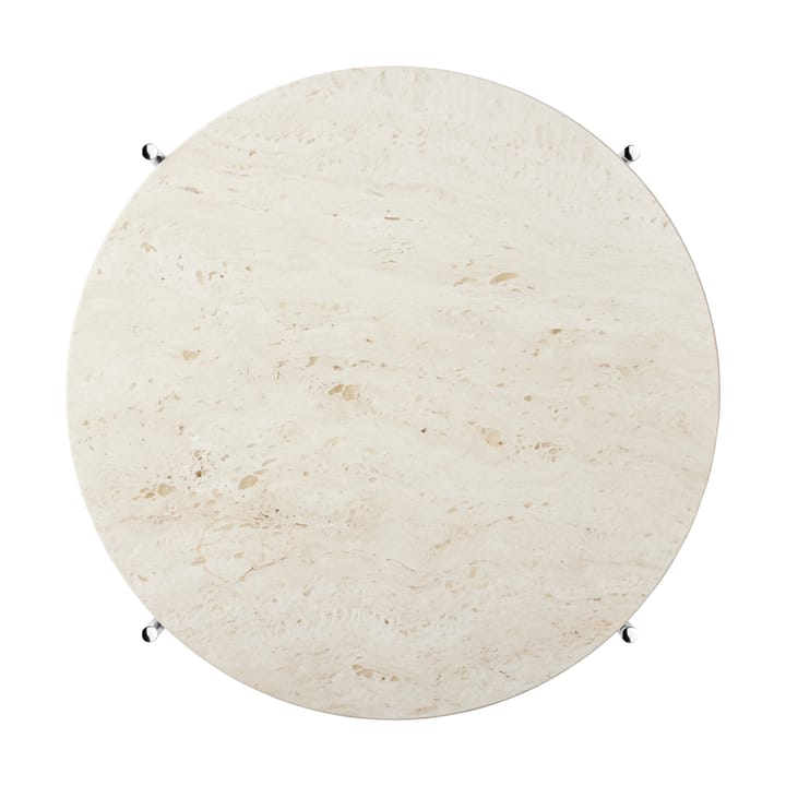 TS sohvapöytä kiillotettu teräs Ø 55, Neutral white travertine GUBI