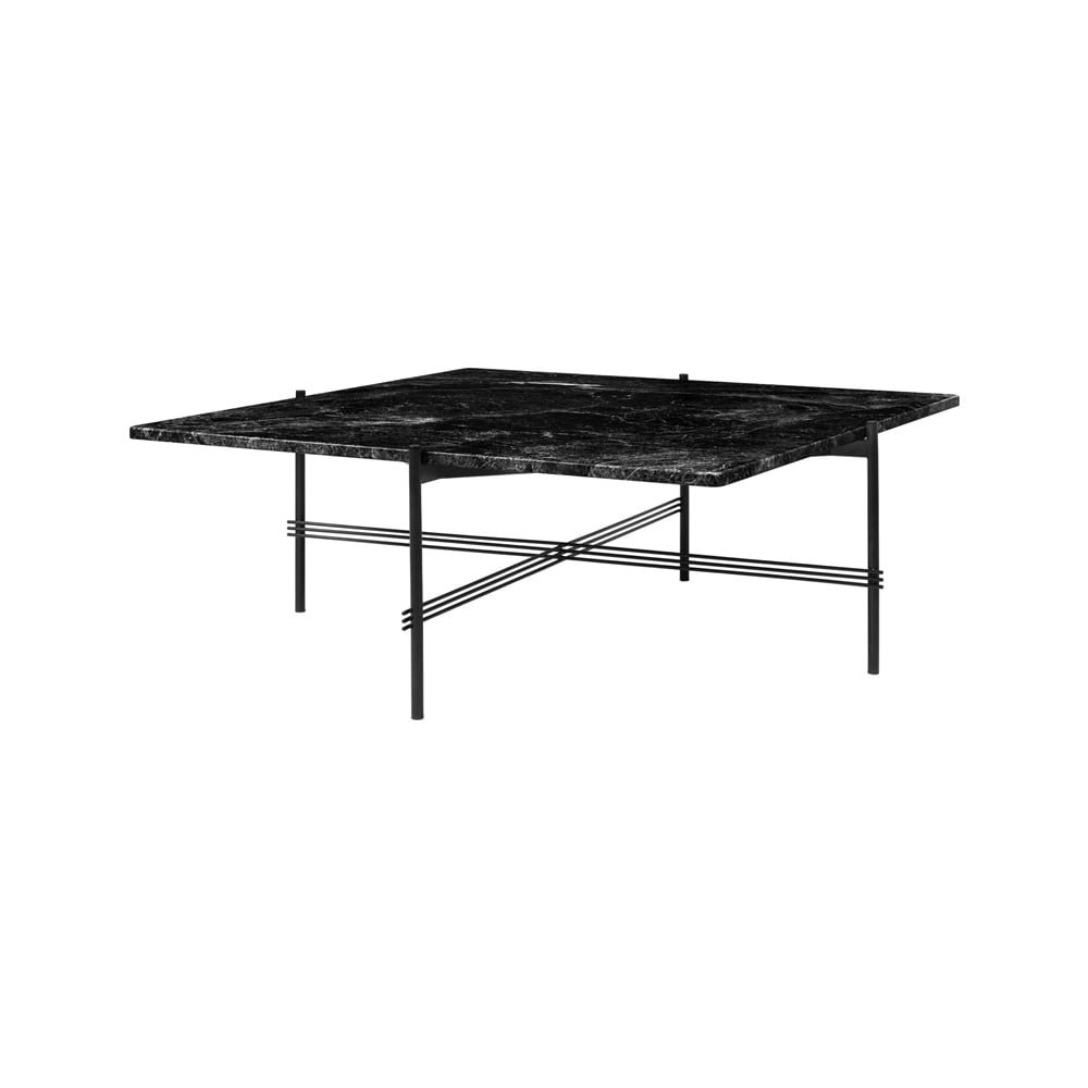 GUBI TS Square -sohvapöytä Black marquina marble, 105 x 105 cm, musta runko