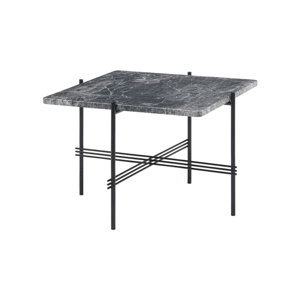 GUBI TS Square -sohvapöytä Grey emperador marble, 55 x 55 cm, musta runko