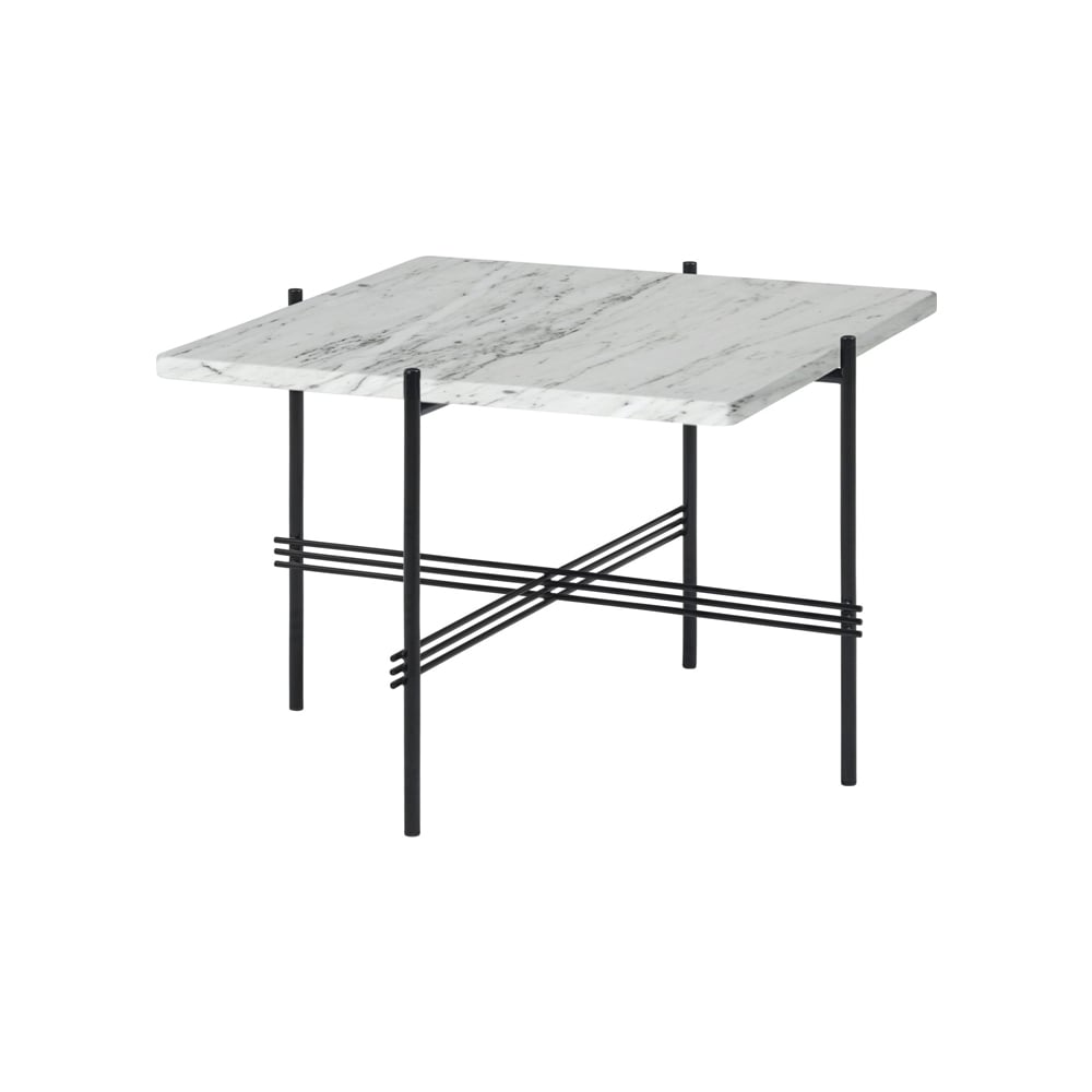 GUBI TS Square -sohvapöytä White carrara marble, 55 x 55 cm, musta runko