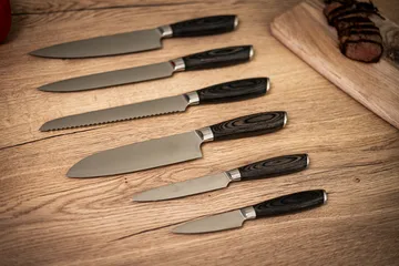 Damascus-veitsisarja 6-osaa - Ruskea-ruostumaton teräs - Hâws