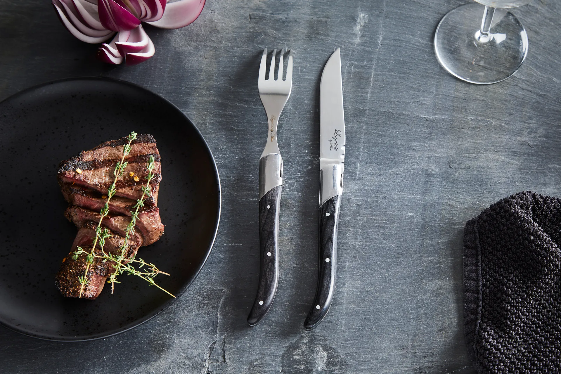 Laguiole By Hâws grilliveitsi 6-pack, Musta puu Hâws