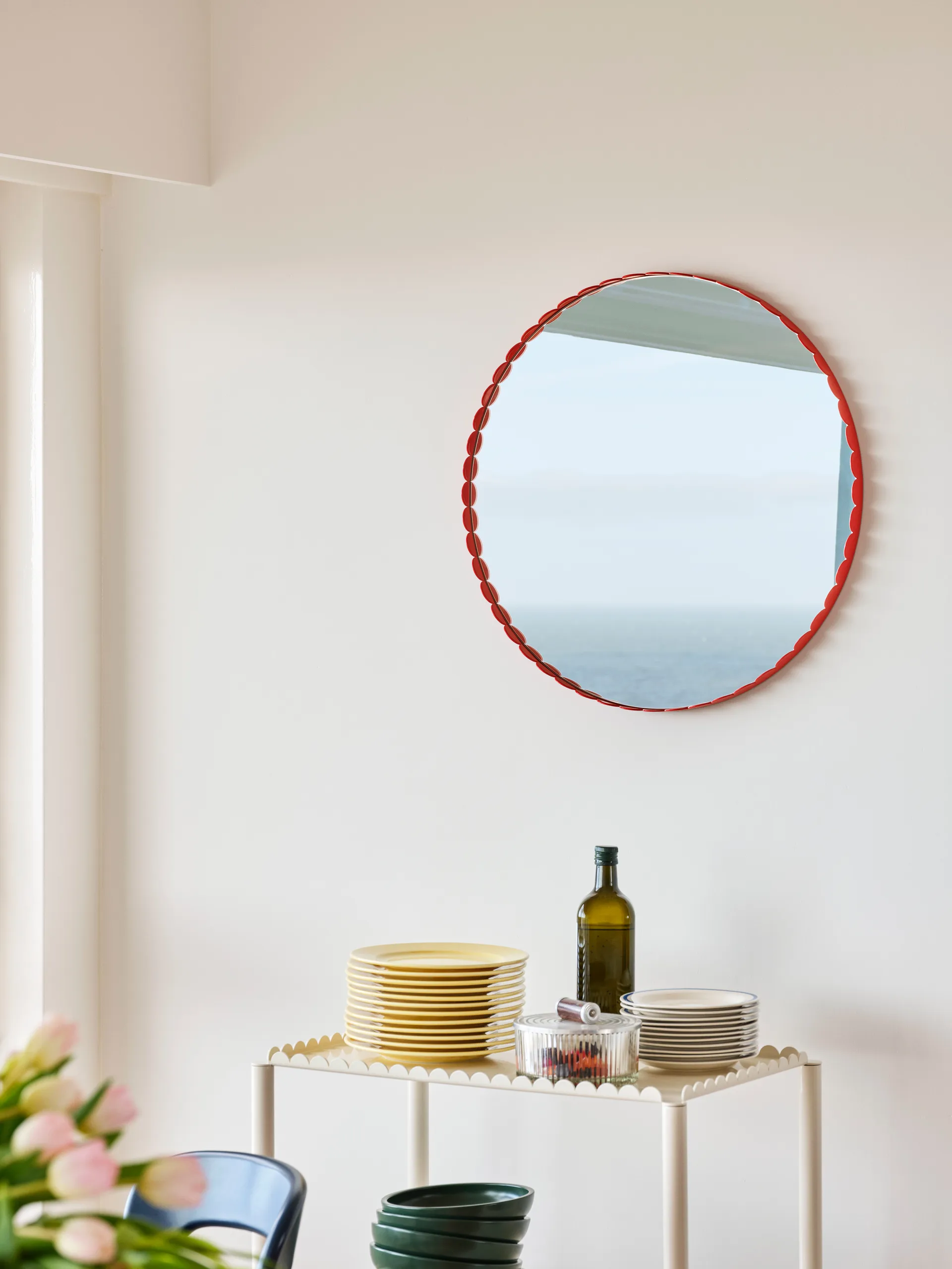 Arcs Mirror -peili Ø 60 cm, Red HAY
