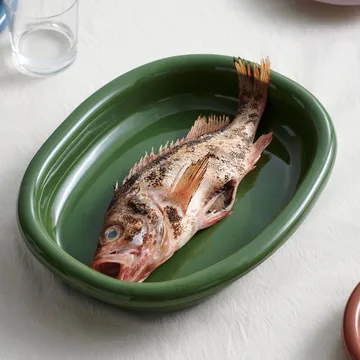 Barro ovaali tarjoiluvati - Green, large 27x36 cm - HAY