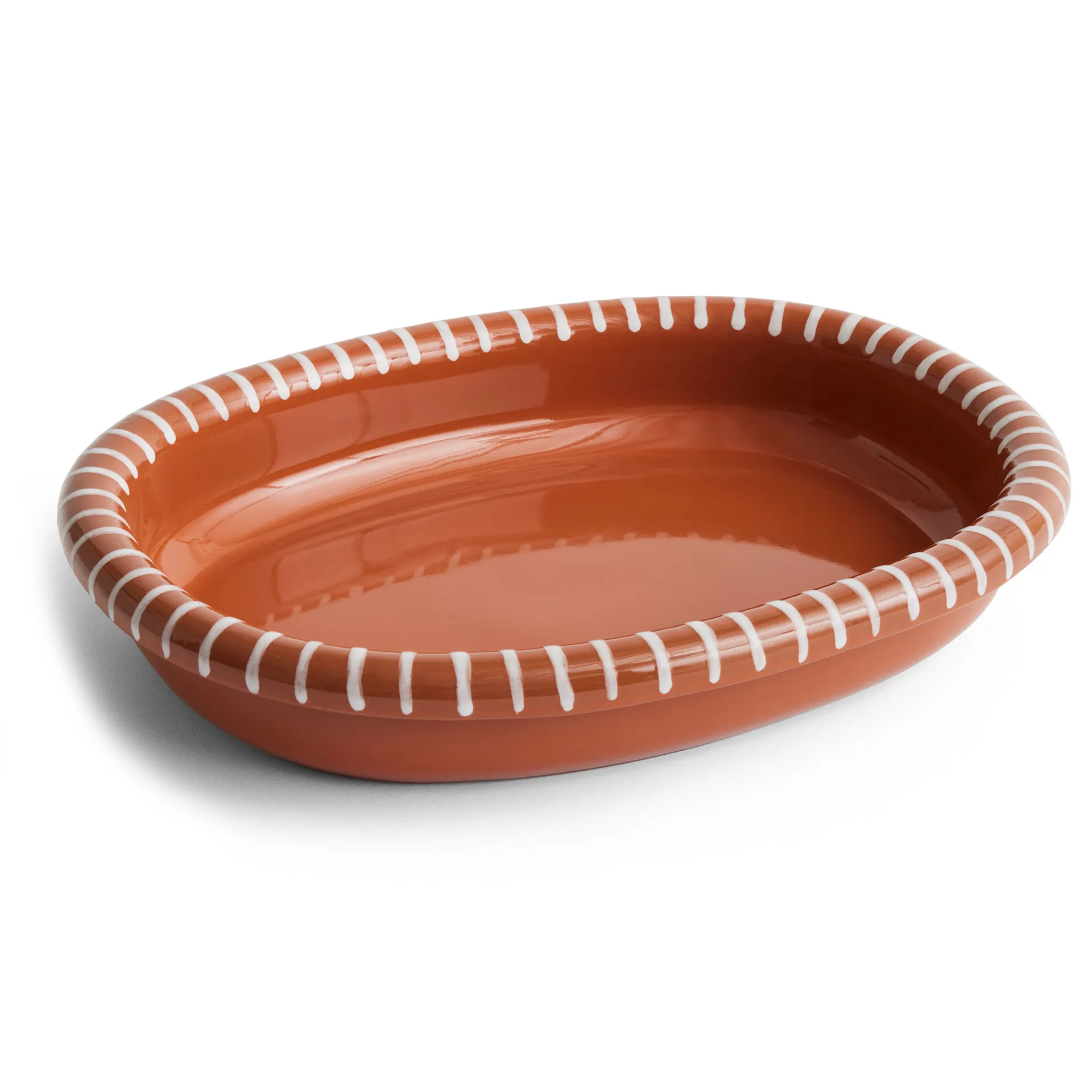 Barro ovaali tarjoiluvati, Natural with stripes, large 27x36 cm HAY