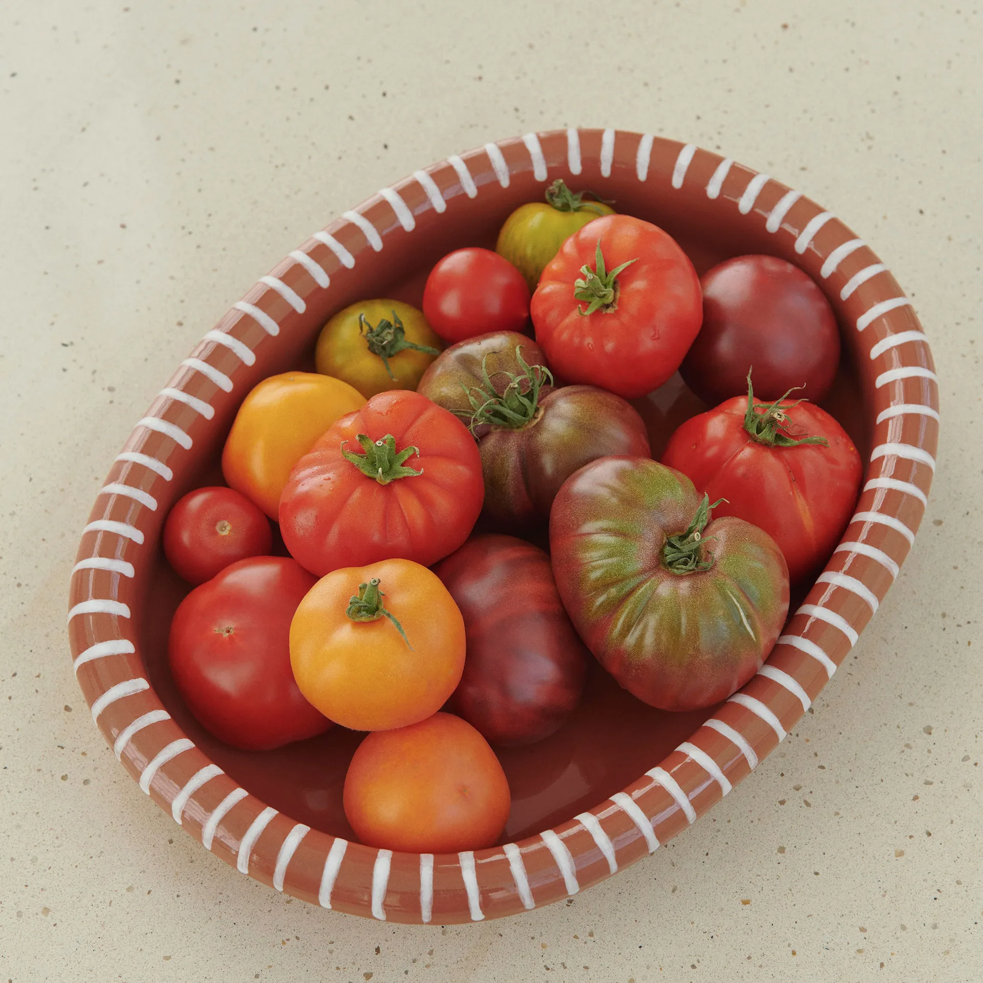 Barro ovaali tarjoiluvati, Natural with stripes, large 27x36 cm HAY