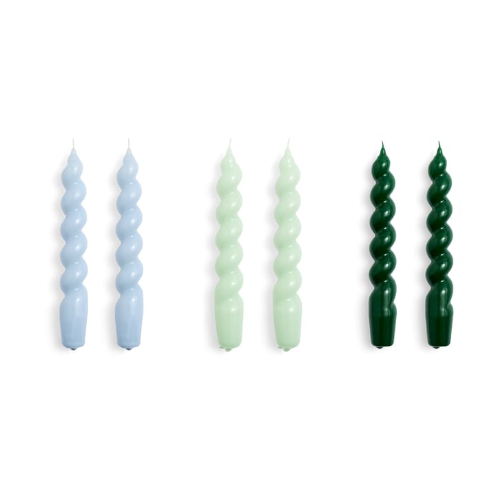 Candle Spiral -kynttilä, 6-pakkaus, Light blue-mint-green HAY