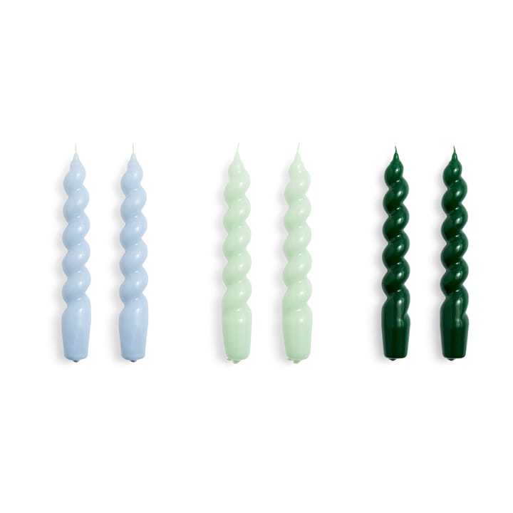 Candle Spiral -kynttilä, 6-pakkaus - Light blue-mint-green - HAY