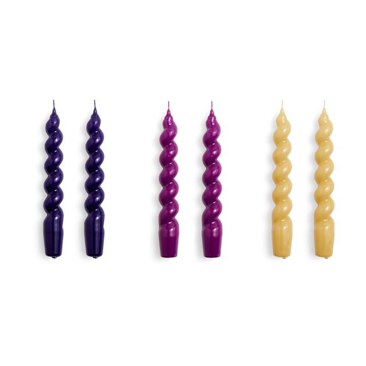 Candle Spiral -kynttilä, 6-pakkaus - Purple-fuschia-mustard - HAY