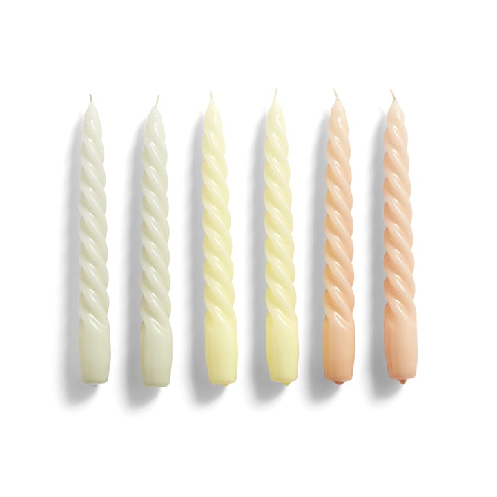 Candle Twist -kynttilä, 6-pakkaus, Grey-beige citrus-peach HAY