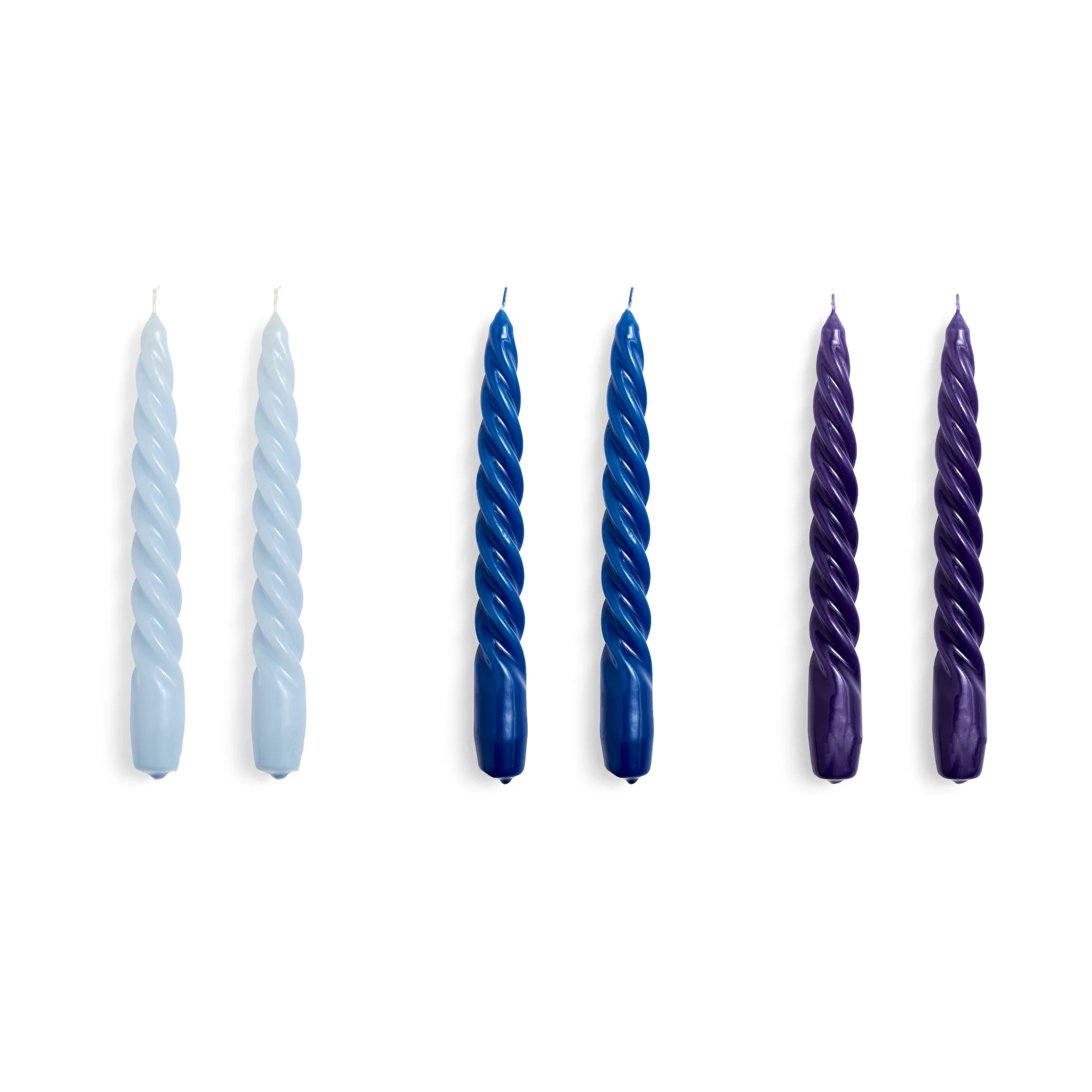 Candle Twist -kynttilä, 6-pakkaus, Light blue-blue-purple HAY